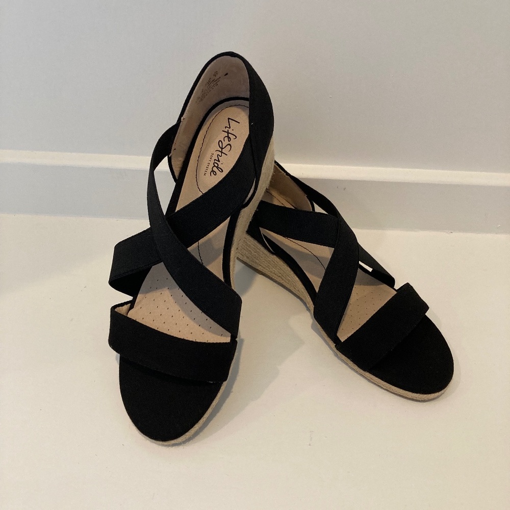 LifeStride Women's Siesta Wedge Espadrille  - Black - NWOT - Size 10 - Picture 2 of 5